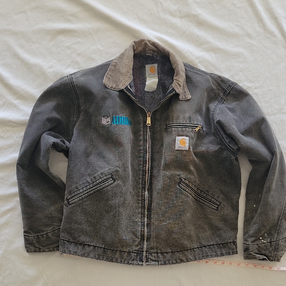 Carhartt Black Denim Jacket with Brown Collar
